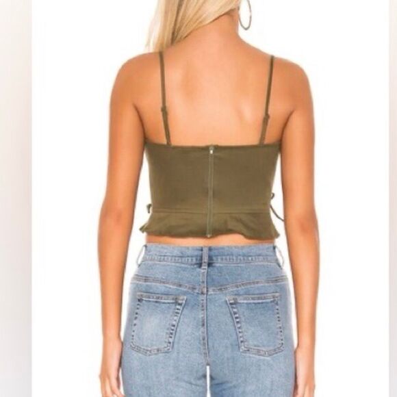 REVOLVE x Superdown Emma Lace Up Front Top, Olive Green, Women’s Medium - Picture 3 of 10